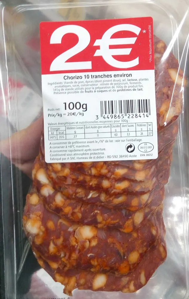 Chorizo 10 tranches environ