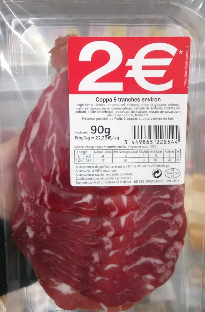 Coppa 9 tranches environ