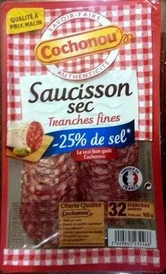 Saucisson sec tranches fines -25% de sel