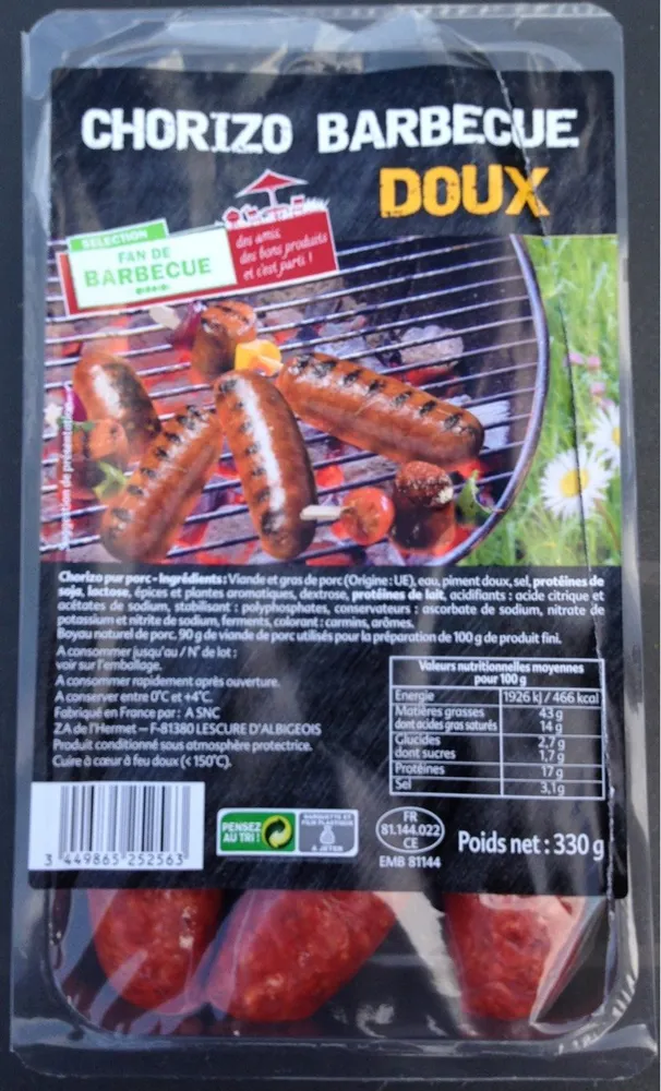 Chorizo barbecue doux