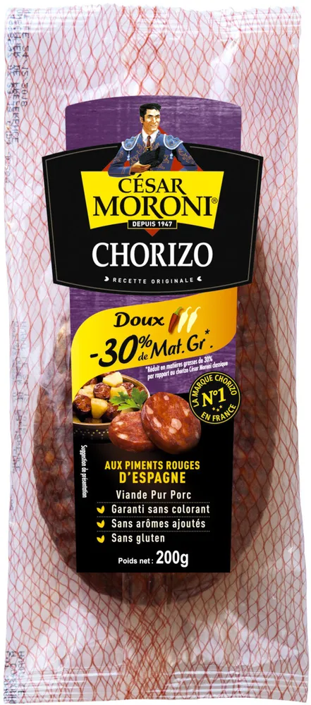 Chorizo doux pur porc -30% MG