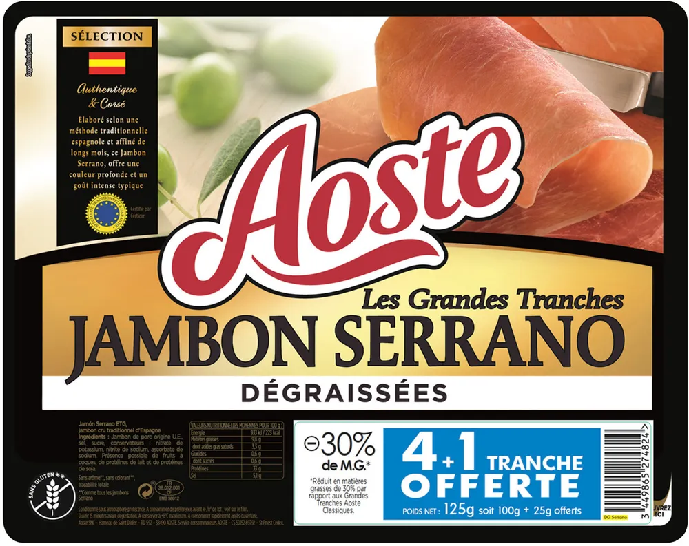 Les Grandes Tranches JAMBON SERRANO DÉGRAISSÉES