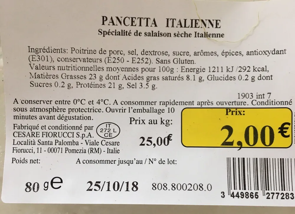 Pancetta italienne