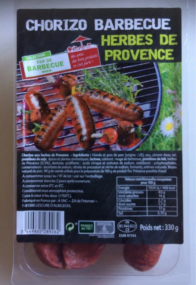 Chorizo barbecue Herbe de Provence