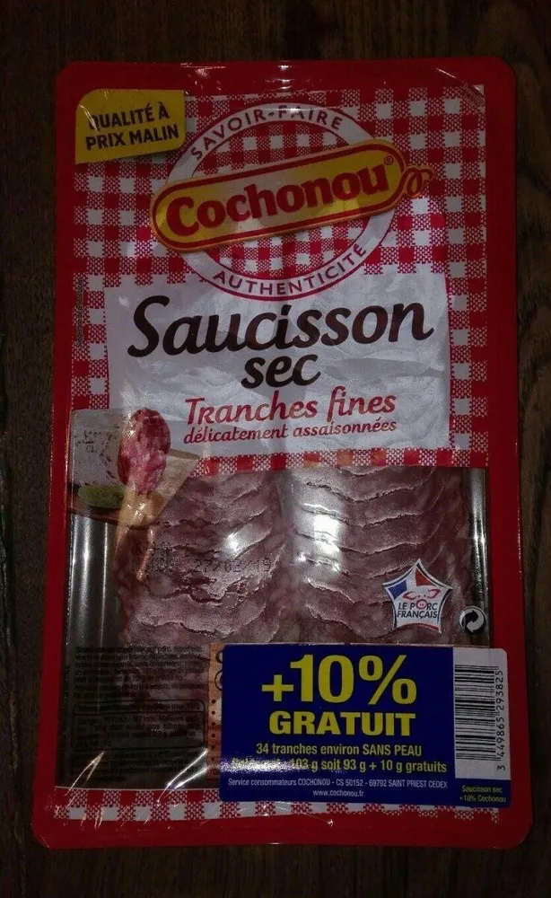 Saucisson sec, tranches fines
