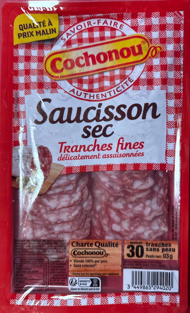 Saucisson sec - Tranches fines
