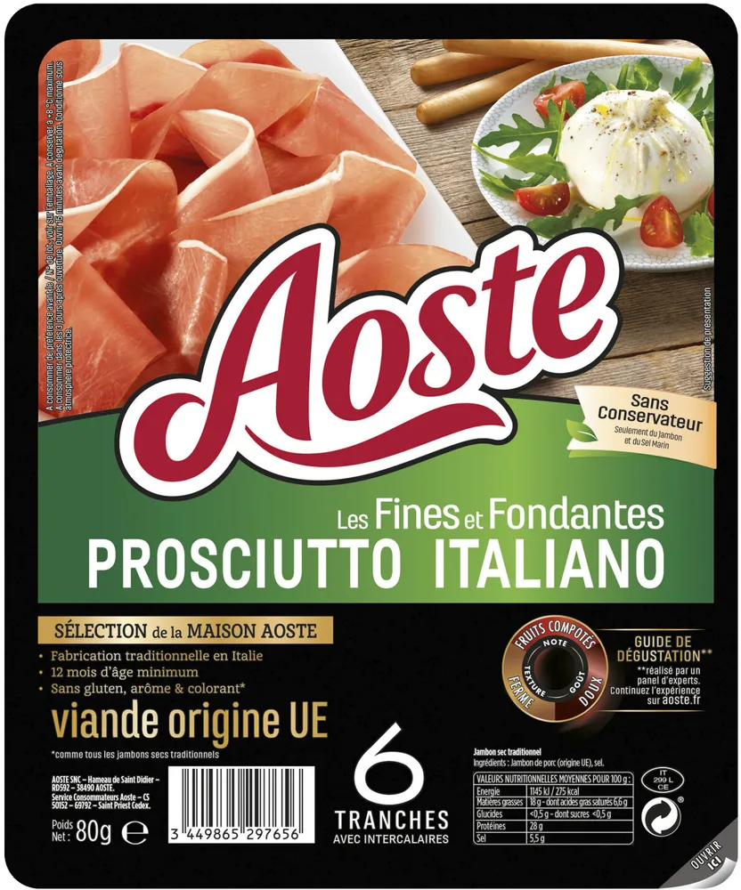 Les Fines et Fondantes Prosciutto Italiano - Aoste