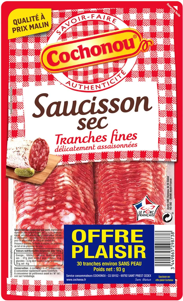 Saucisson sec tranches fines