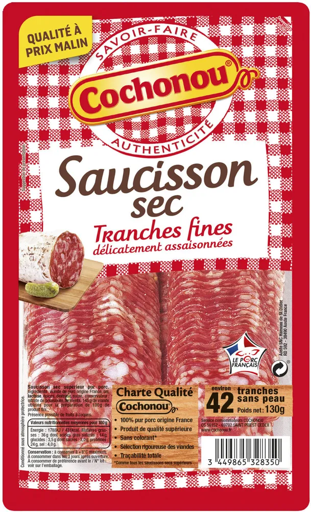 Saucisson sec tranches fines