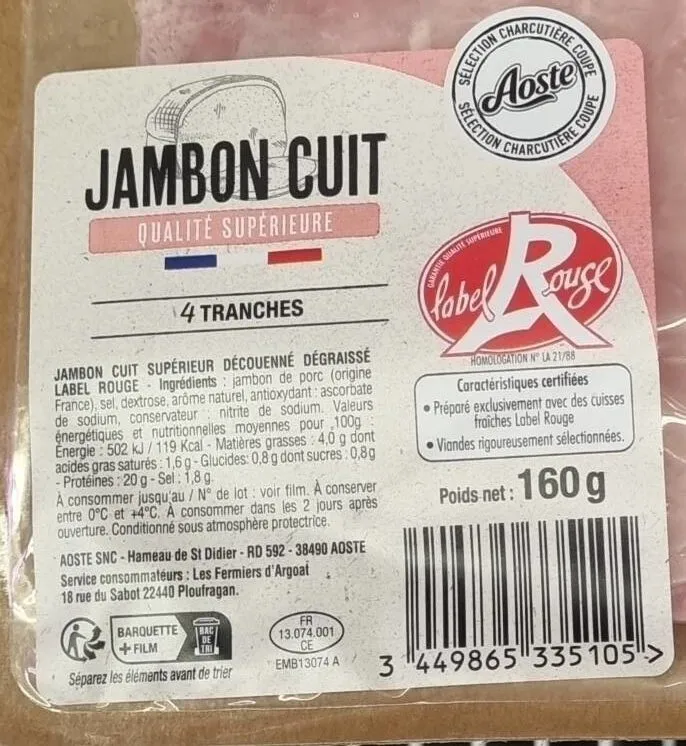 Jambon cuit qualité supérieure