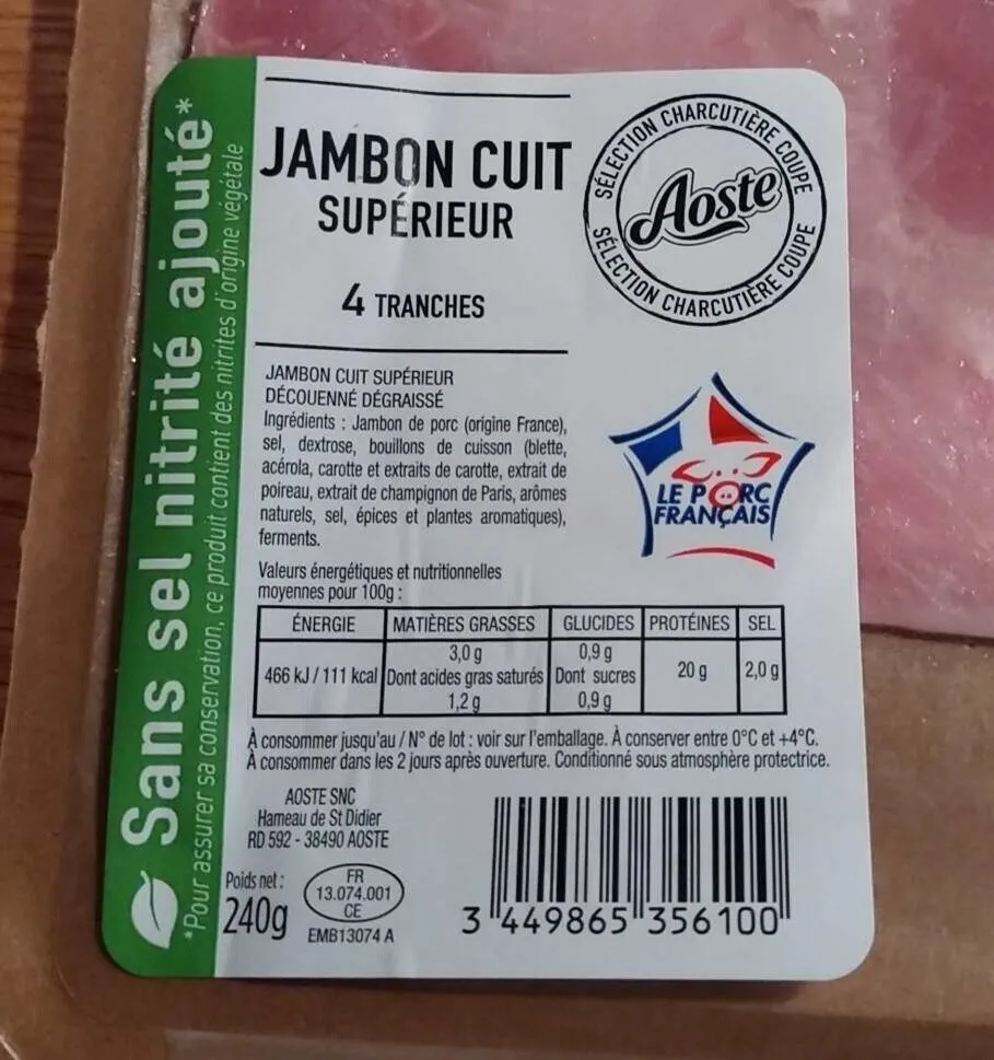 Jambon cuit supérieur.