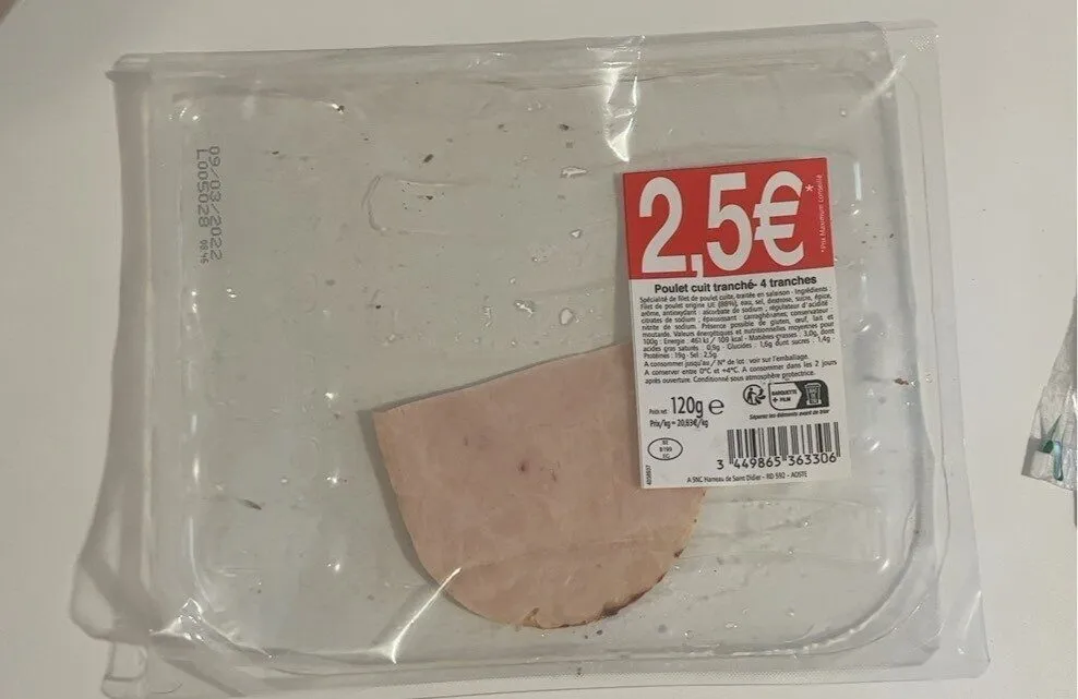Poulet cuit tranché