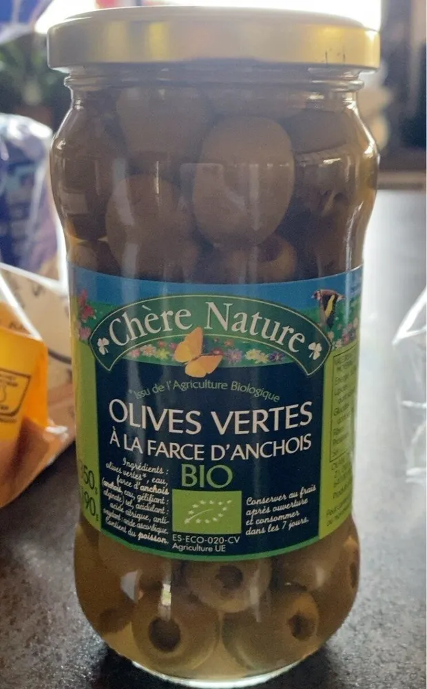 Olives vertes a la farce d’anchois
