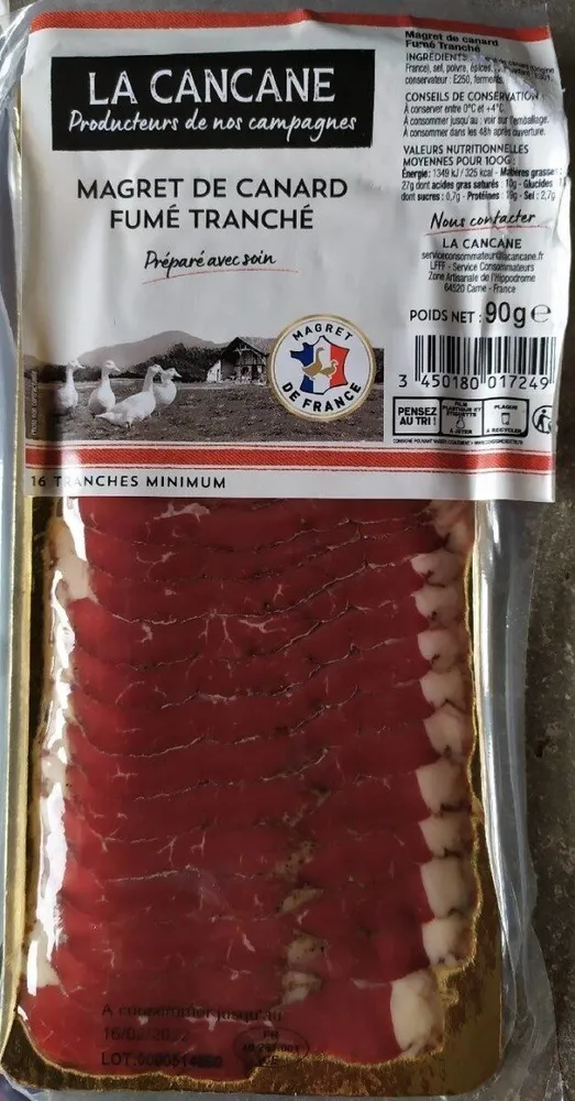 Magret de canard fumé tranché