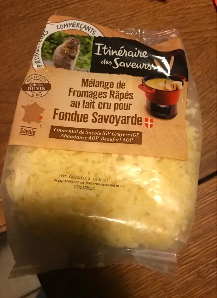 Mélange de fromages râpés au lait cru pour fondue savoyarde