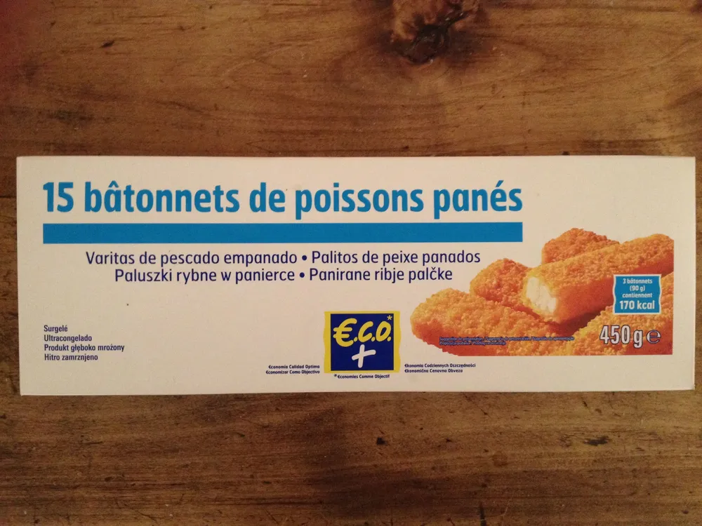 15 bâtonnets de poissons panés, Surgelé