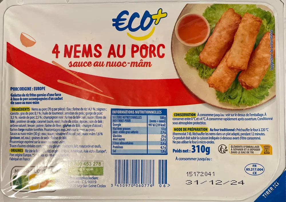 4 nems au Porc
