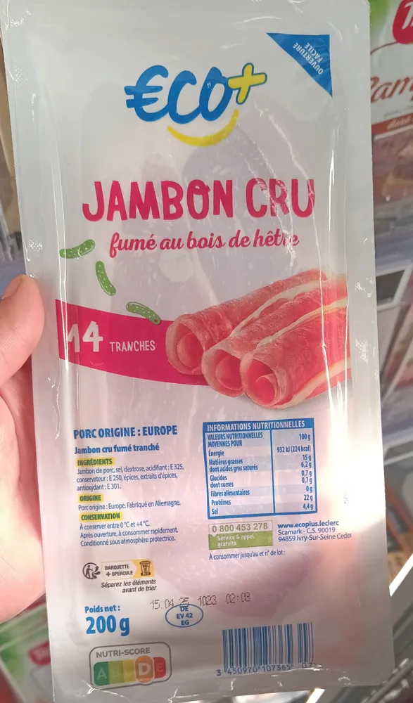Jambon cru fumé au bois de hêtre