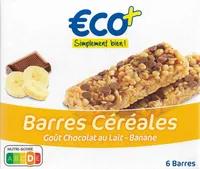 Barres céréales chocolat au lait banane