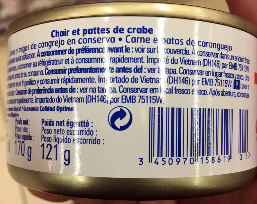Chair et pattes de crabe
