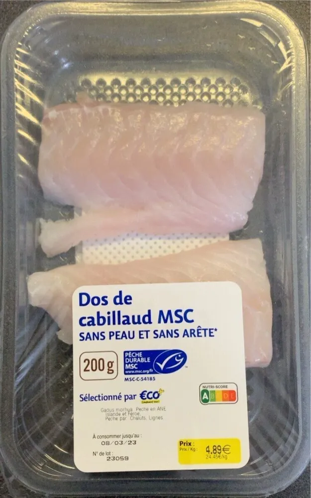 Dos de cabillaud MSC