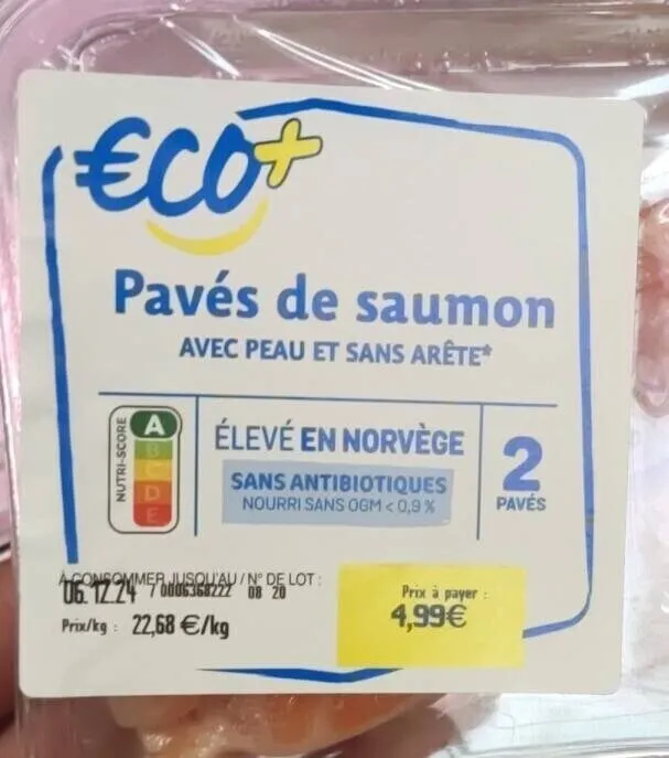Pavés de saumon avec peau et sans arête