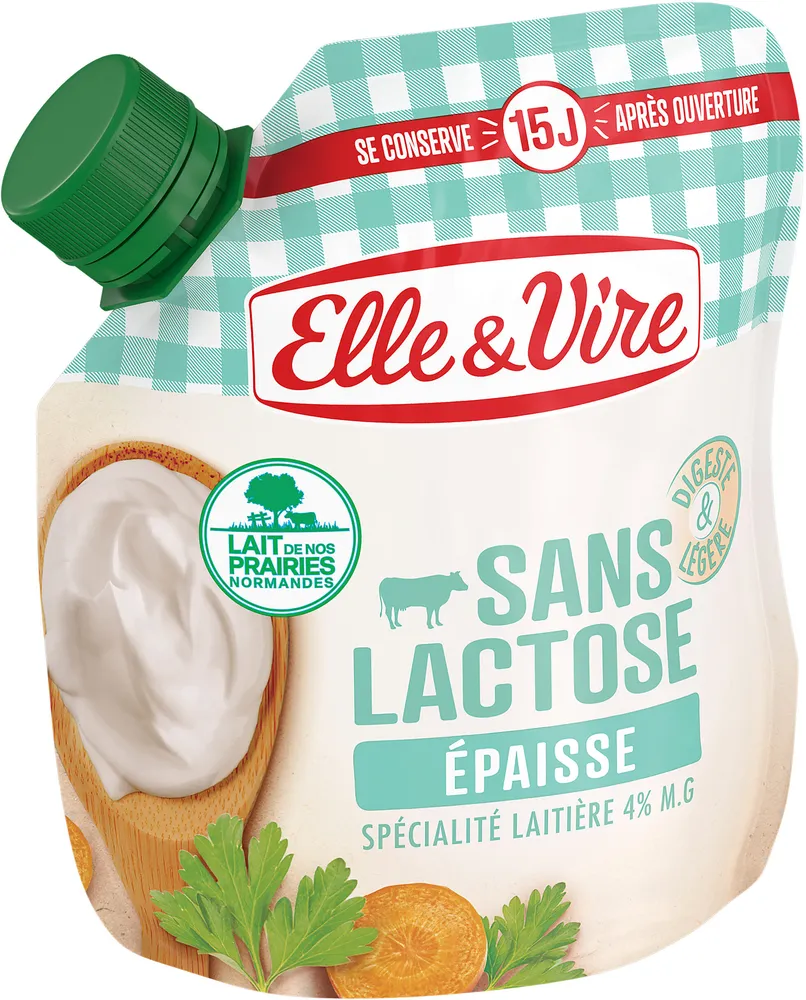 Elle & vire epaisse legere sans lactose 4%mg poche 338g