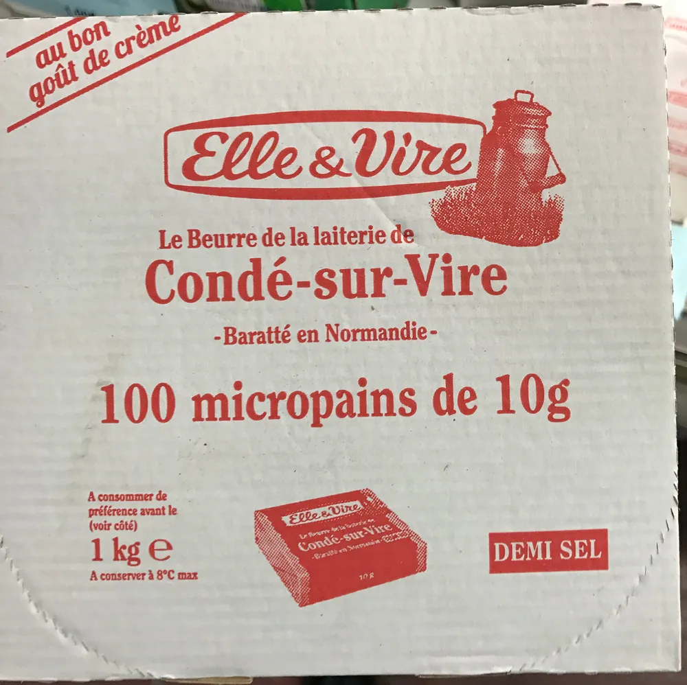 100 micropains de 10 g, beurre demi-sel