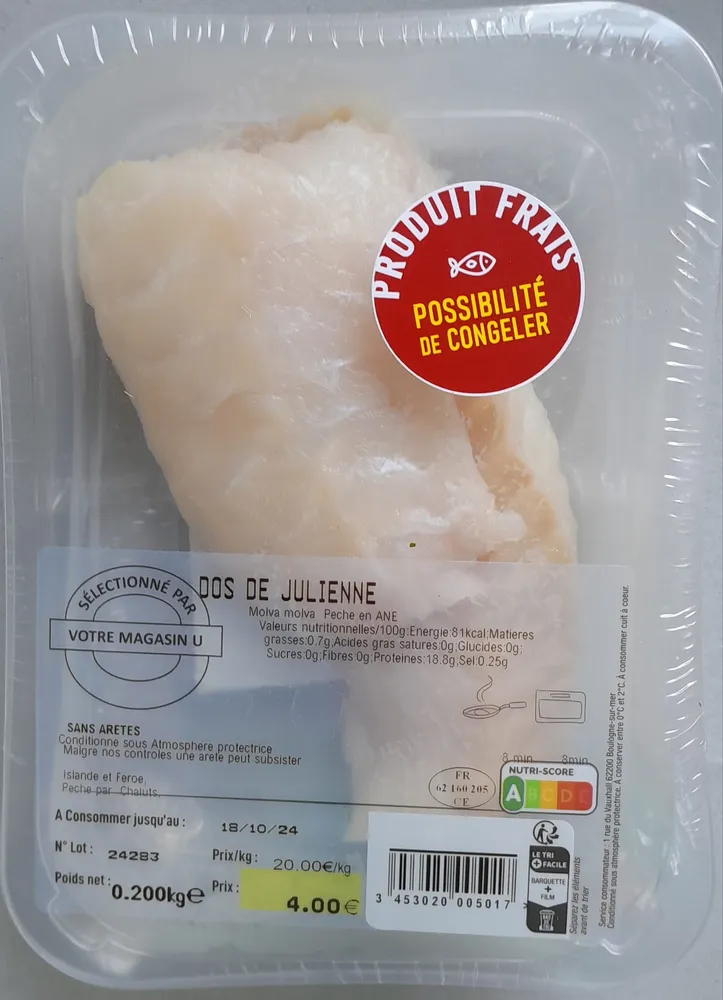 Dos de Julienne, Molva Molva, sélect.par magasin
