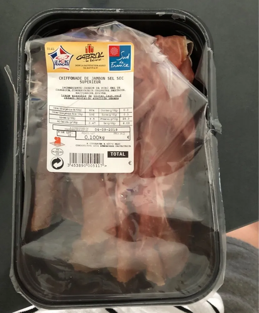 Chiffonade de jambon sel sec superieur