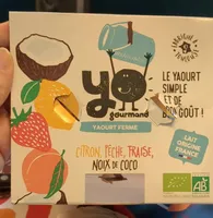 YAOURT FERME CITRON, PÊCHE, FRAISE, NOIX DE COCO