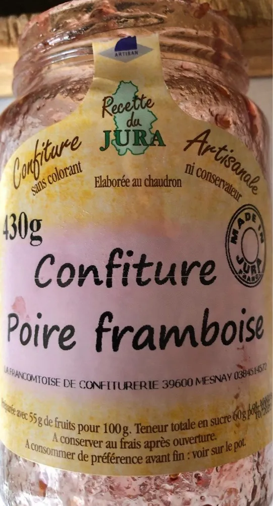 Confiture poire framboise