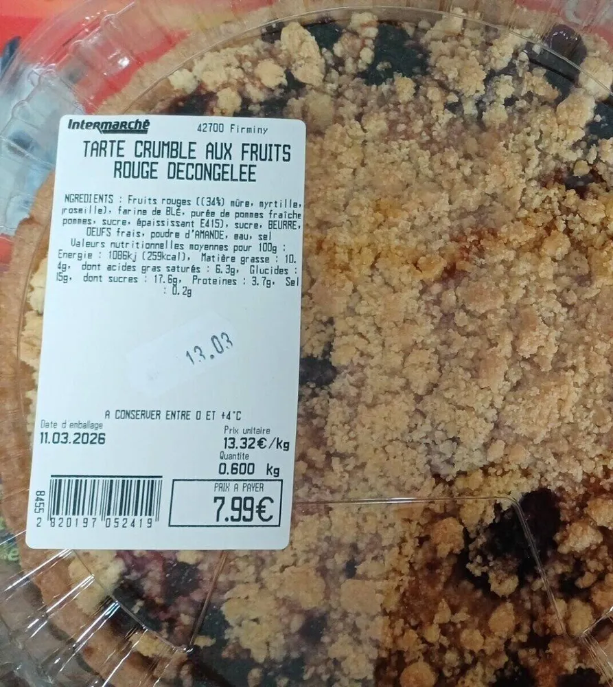 Tarte crumble fruits rouges