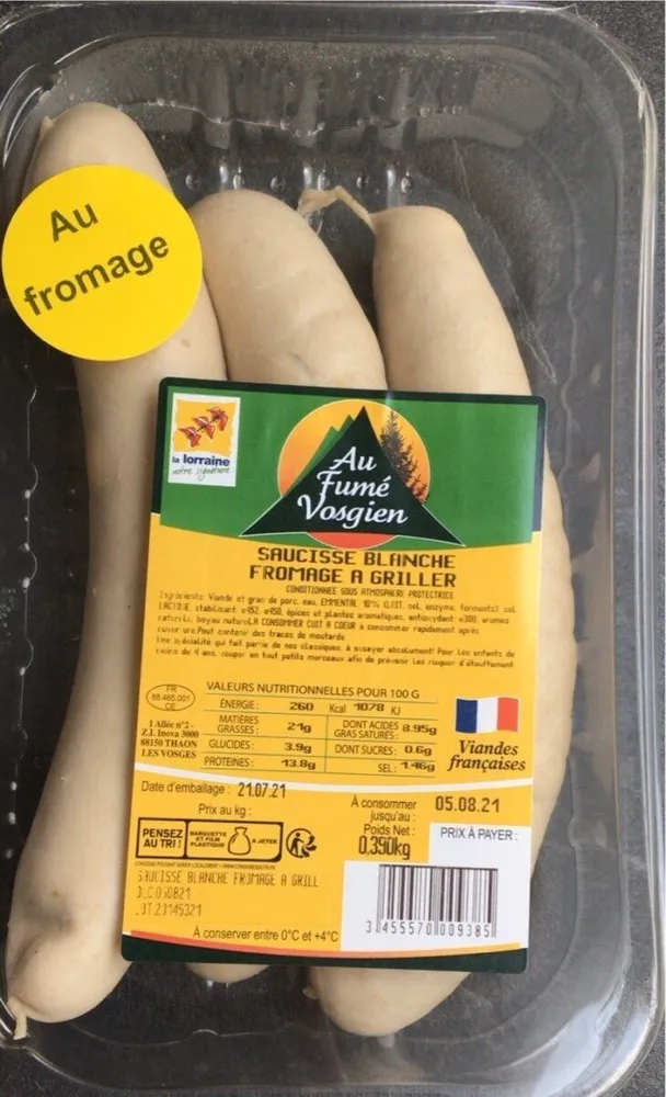 Saucisse blanche fromage Agriers
