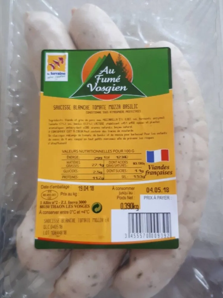 Saucisse blanche tomate mozza basilic