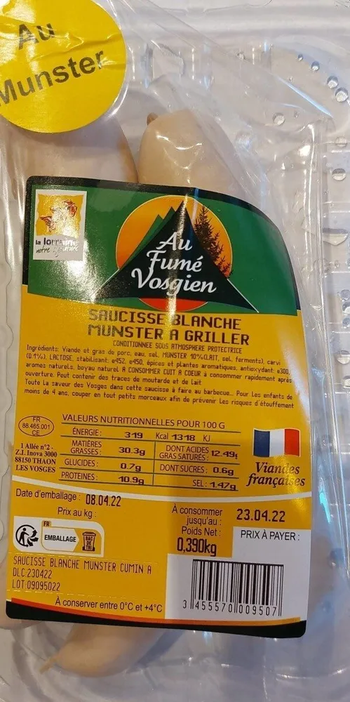 Saucisse blanche munster à griller