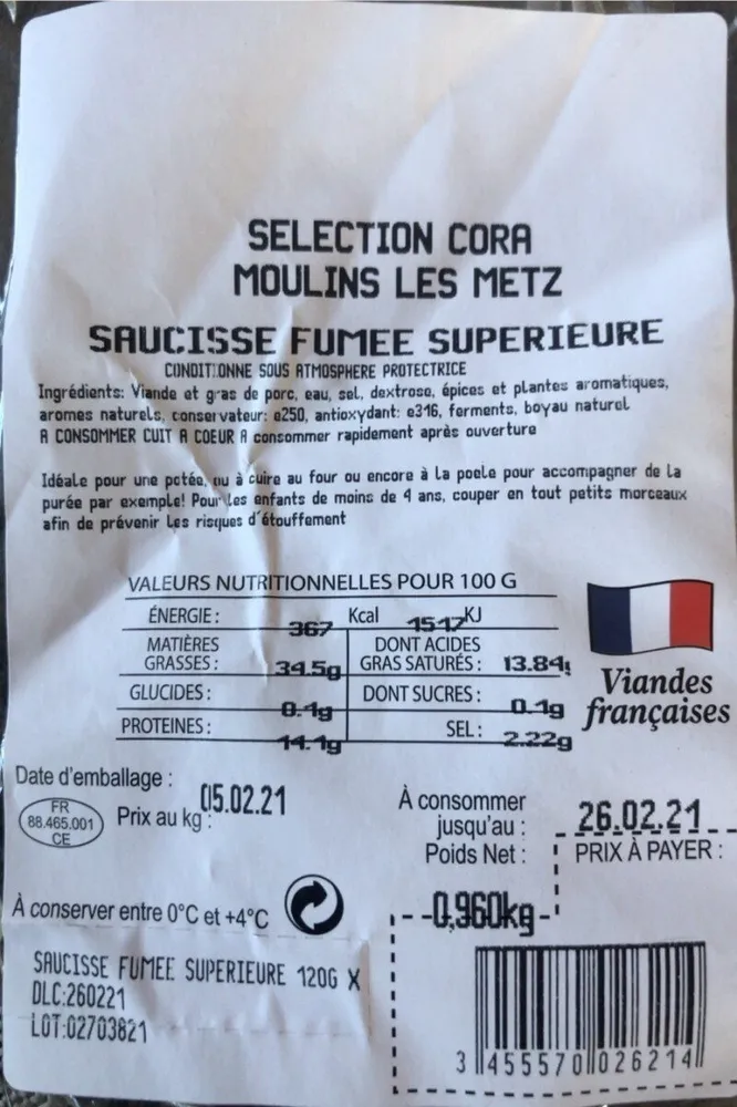 Saucisse fumee superieure