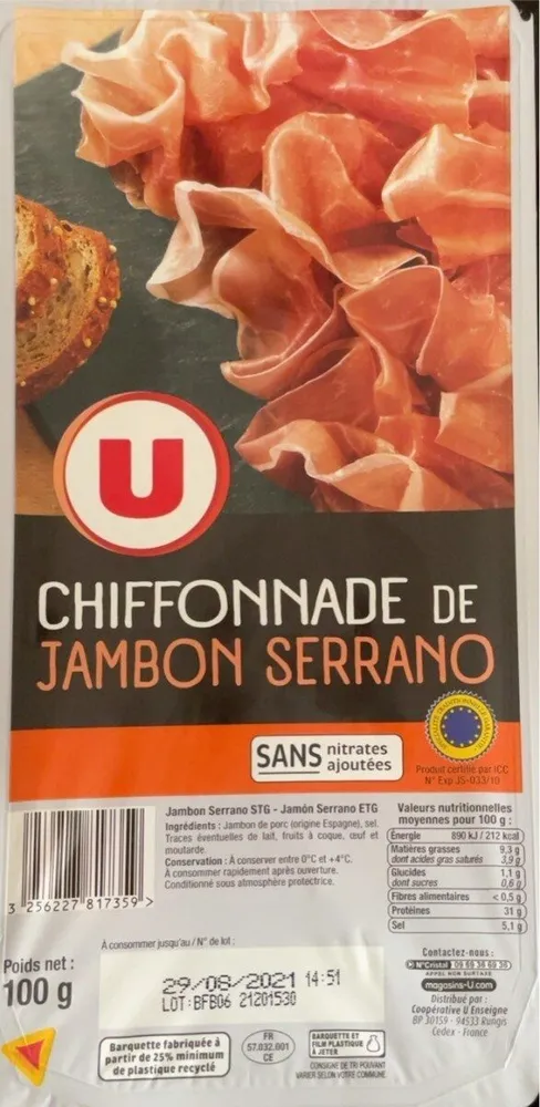 Chiffonnade de jambon Serrano