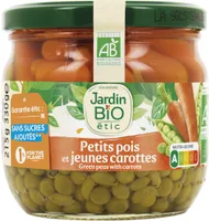 Petits pois et jeunes carottes