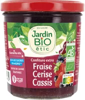 Jardin bio Confiture Fraise Cerise Cassis imp