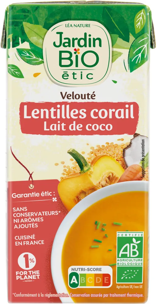 Soupe veloutée lentilles corail au lait de coco