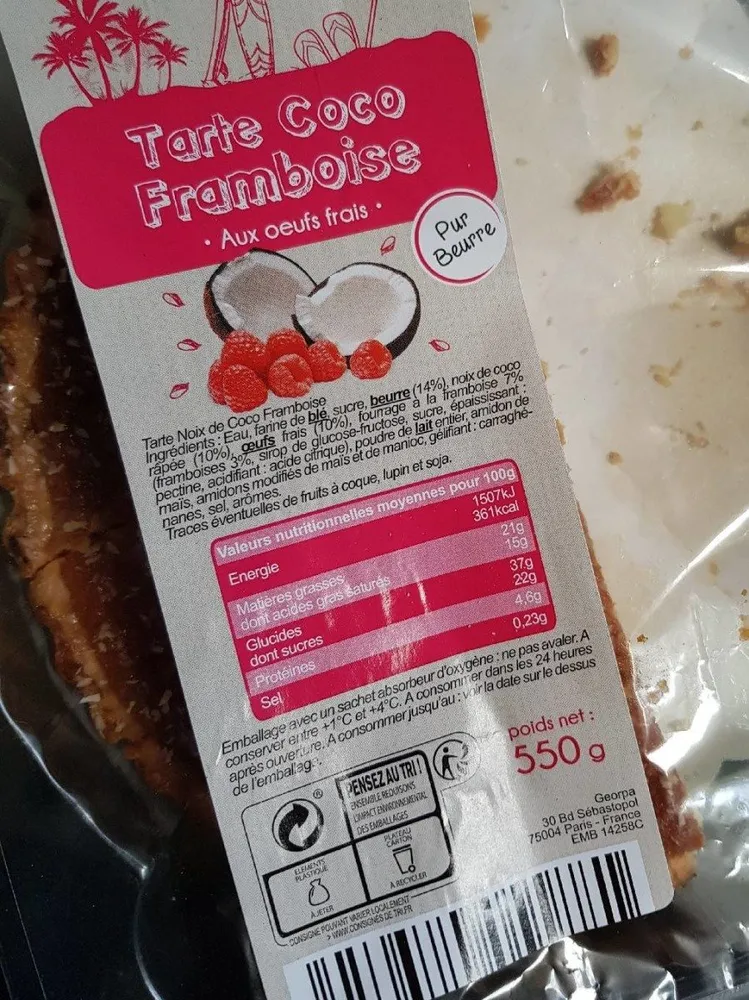 Tarte coco Framboise