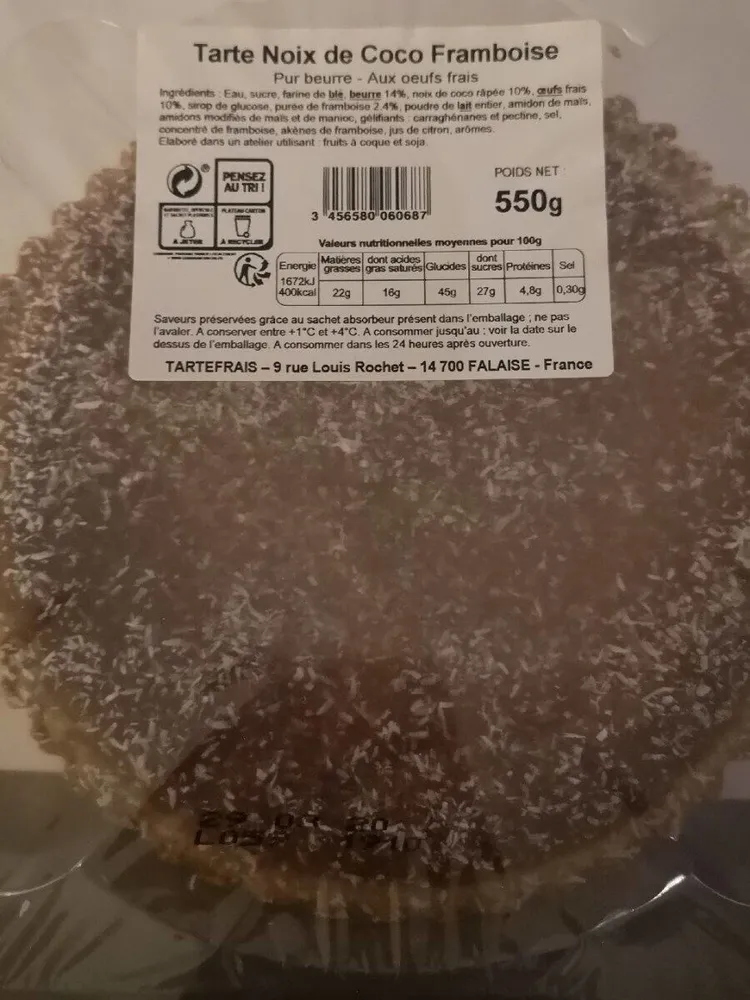 Tarte noix de coco framblisetartefrais