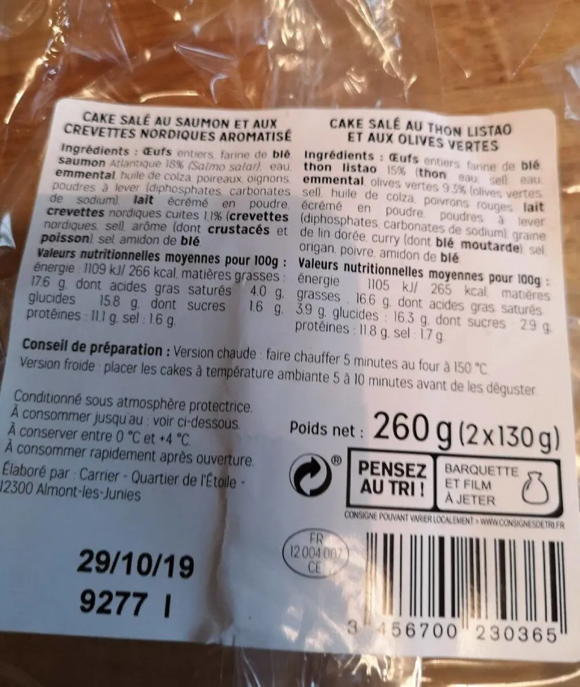 Duo de cakes salés au saumon et au thon