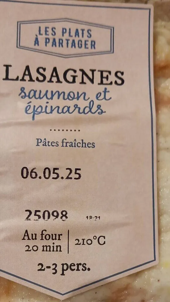 LASAGNES saumon et épinards