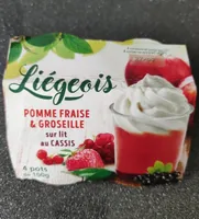 Liégeois pomme fraise sur lit au cassis