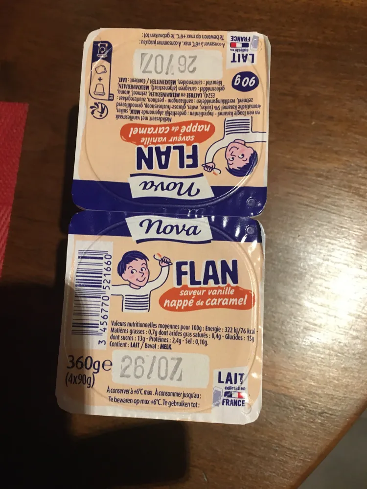 Flan saveur vanille nappé de caramel