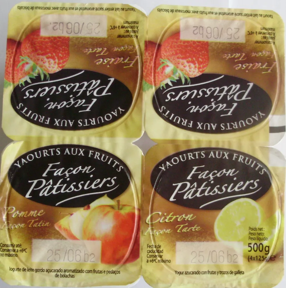 Yaourts aux fruits Façon Pâtissiers (Fraise, Pomme, Citron)