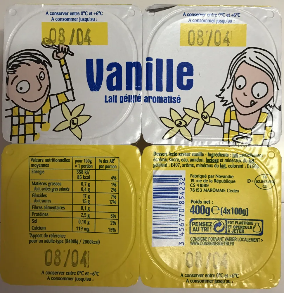 Vanille Lait gélifié aromatisé