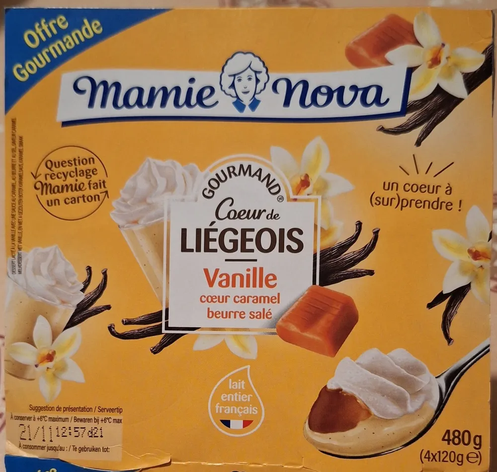 Coeur de Liégeois vanille cœur caramel beurre salé 4 x 120 g